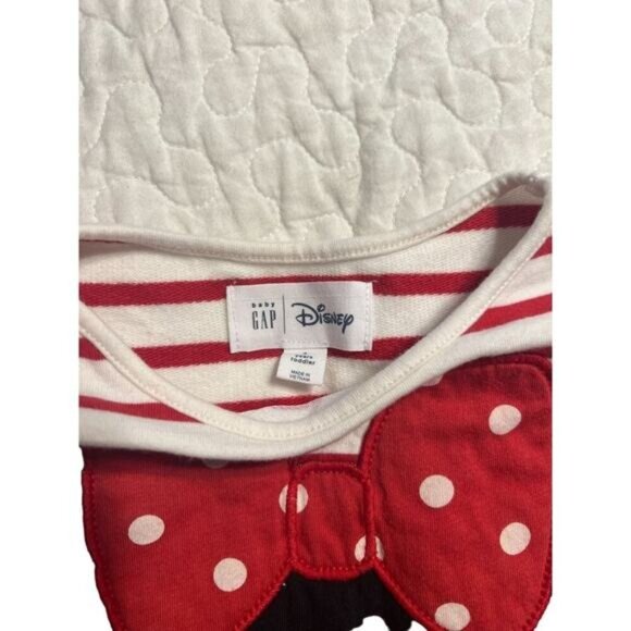 Baby GAP Disney Dress Girls Size 3 Minnie Mouse Applique Stripe Peplum - Picture 3 of 5